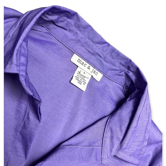 Mac & Jac Shiny Purple Button-Up Blouse Shirt - Womens 8 - Picture 2 of 4